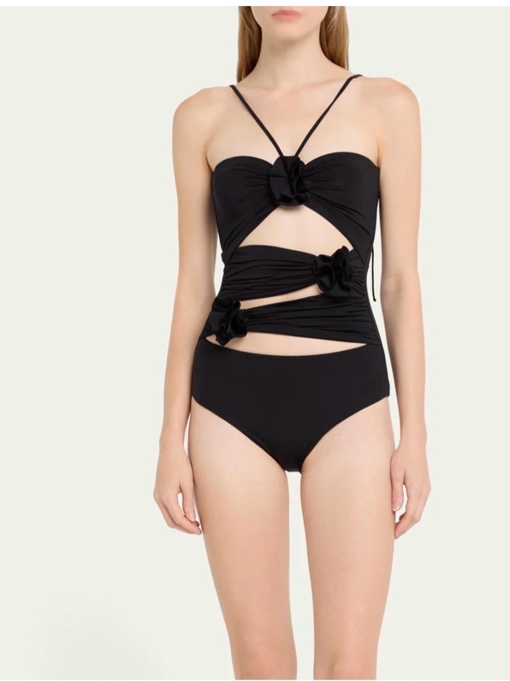 Maygel Cornel Black Floral-Detail Cutout One-Piece Swimsuit